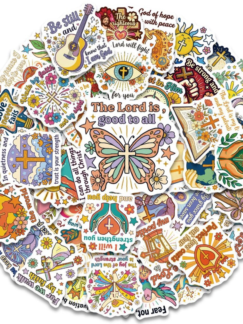 56PCS Christian Jesus Faith Stickers Waterproof PVC Bible Quote Vinyl Decals - Picture 3 of 6